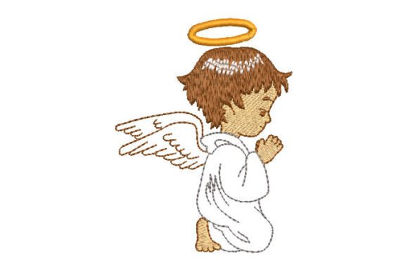 Baby Angel Praying: A Thoughtful Embroidery Design for Small Business Branding